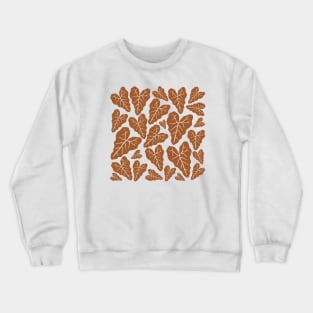 Brown veiny heart shaped plant leaves pattern Crewneck Sweatshirt